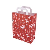 thumbnail of Kraftpapier-Tragetaschen M, 22 x 10 x 28 cm, Elch, rot