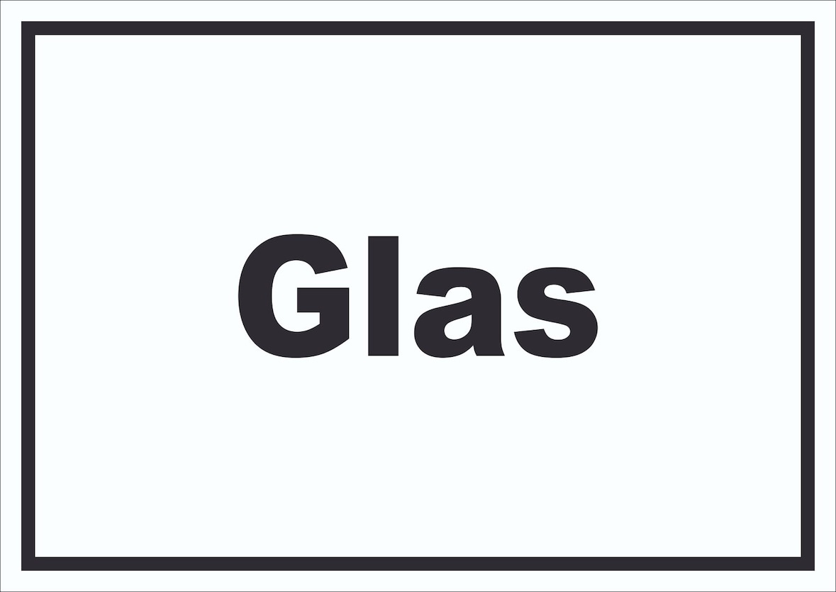 Glas Mülltrennung Schild mit Text waagerecht A5 (148x210mm)