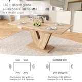 thumbnail of Merax Ausziehbarer Esstisch 140–180x80 cm, für 4–6 Personen, rechteckig, Tischplatte verlängerbar, V-förmige Beine, Esszimmertisch in Eichenoptik