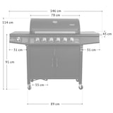 thumbnail of TAINO RED 6+1 gasbarbecue BBQ GRILLWAGEN RVS branders+ zijbrander zwart