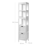 thumbnail of Helloshop26 - Hoher Badezimmerschrank mit 2 Schubladen und 3 offenen Regalböden 30 x 30 x 141,5 cm für Badezimmer Wohnzimmer Küche 12_0006521