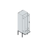 thumbnail of C+P Doppel-Spind Classic PLUS, schwebender Sitzbank aus Buche 2 Abteile, HxBxT 212x60x82cm, Zylinderschloss, Hellgrau/Rubinrot von PROREGAL