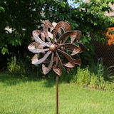 thumbnail of Doppel Windrad ANTIK Gartendeko Metall H: 140cm kupfer Windspiel