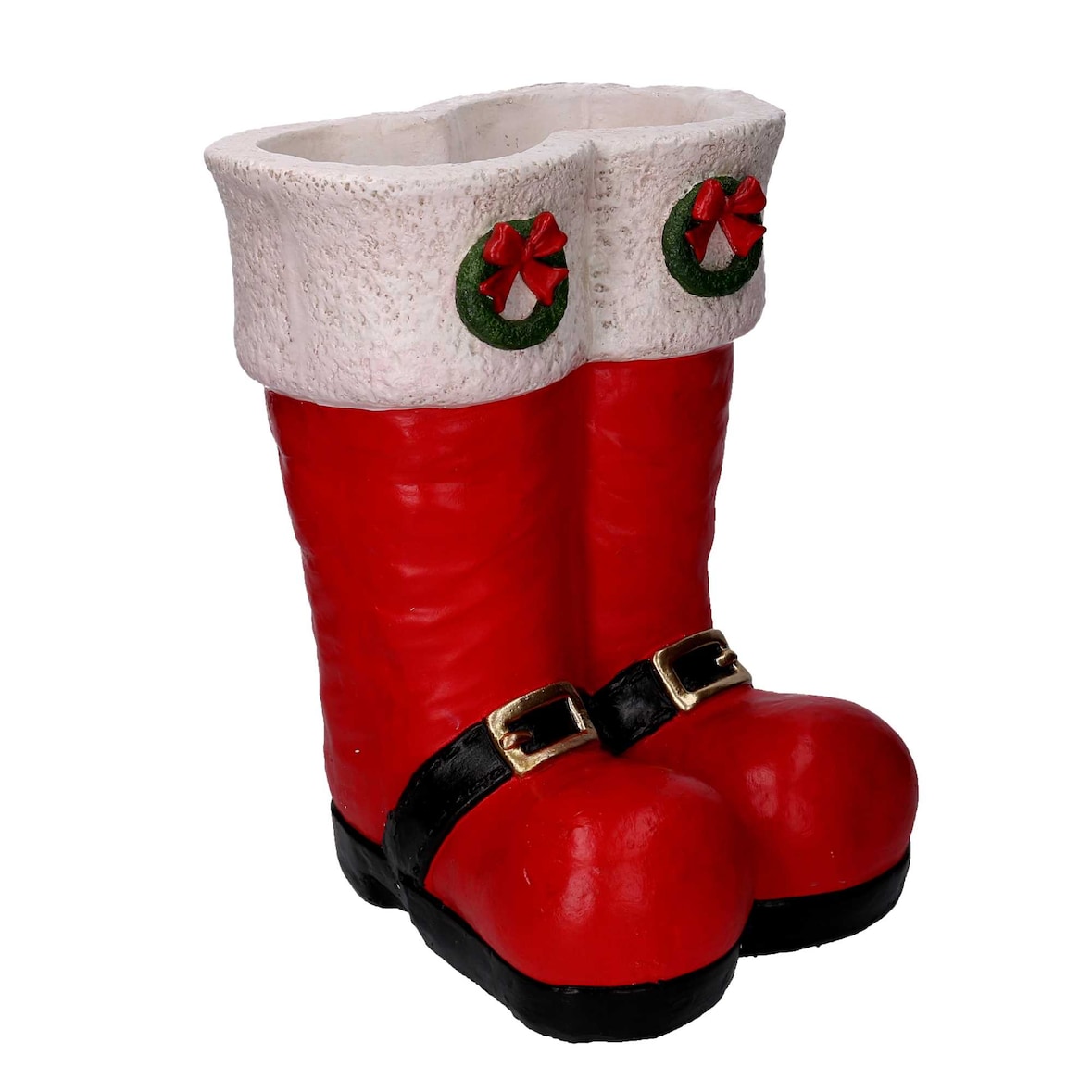 Vacchetti Portavaso resina stivali rosso e biancocm31,5x31h41