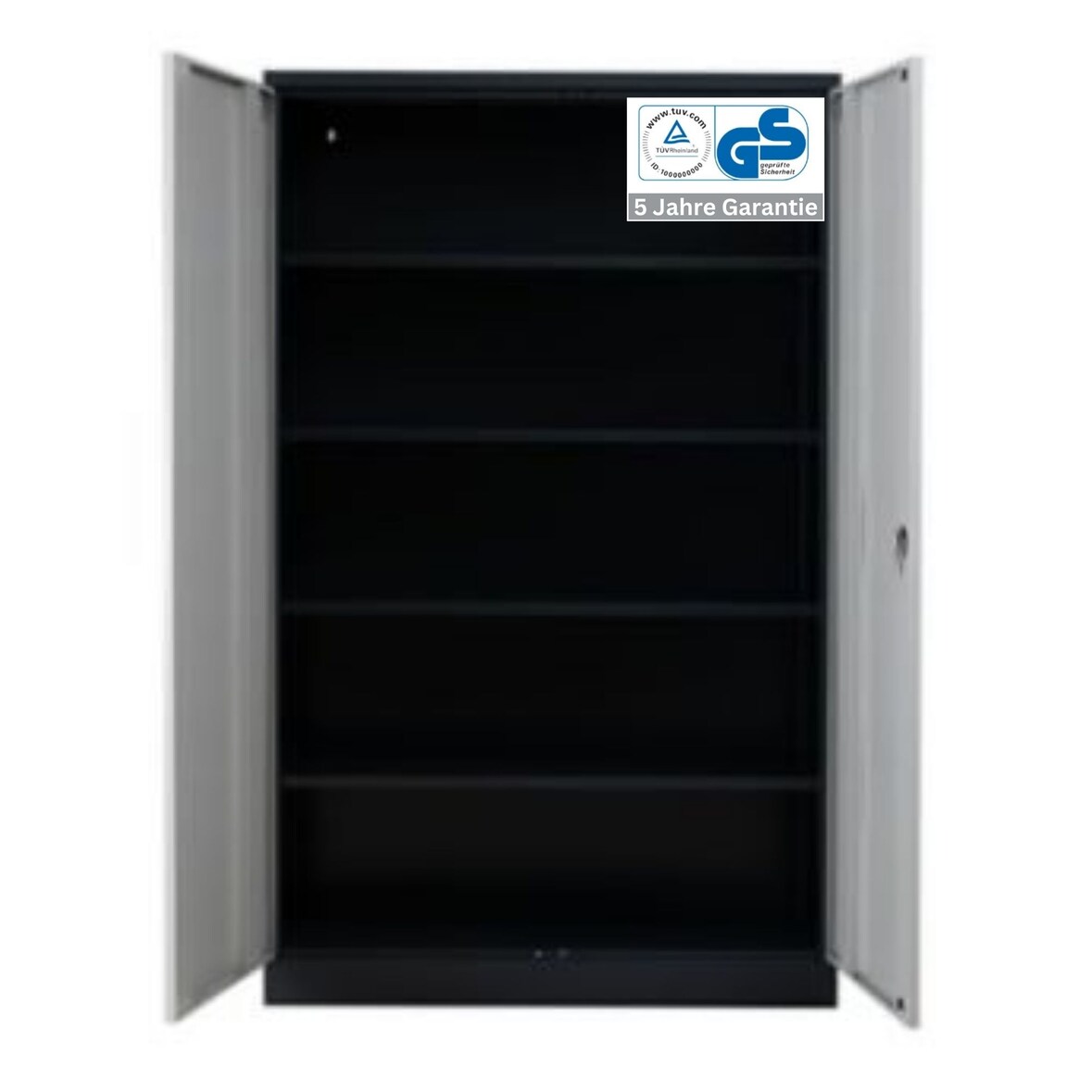 PROREGAL Stahlschrank BEE mit 6 lackierten Fachböden | HxBxT 195x120x42cm | Anthrazit-Grau | Werkstattschrank Werkzeugschrank Aktenschrank