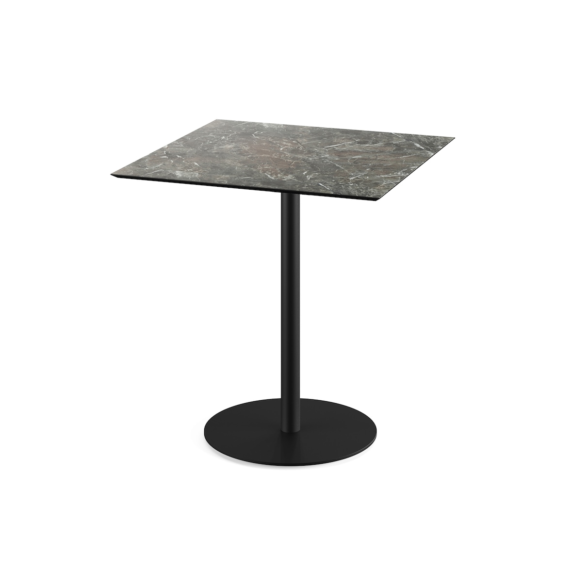 Urban table de bistrot avec piètement noir + plateau HPL 70x70 cm - Veba - Marbre clair - l0- L- P- h