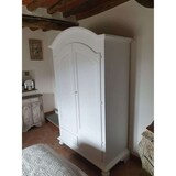 thumbnail of shopinnovativo -Armadio a cappello tondo appendiabiti con bastone e 2 ante 2 cassetti in legno massello e mdf con rifinitura in bianco 125x61x200 H