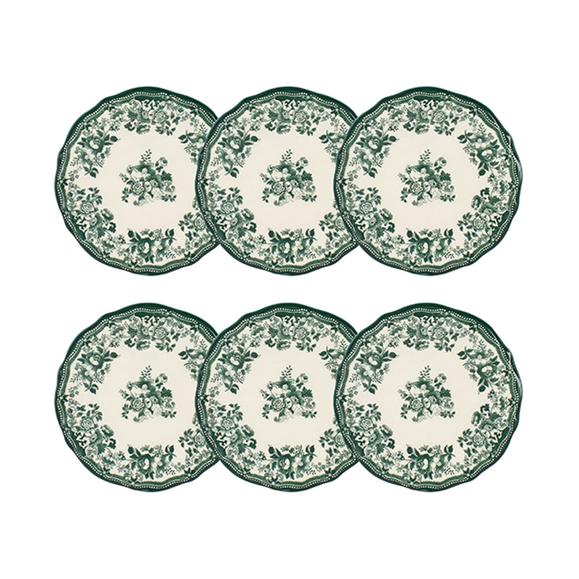 Novastyl - Lot 6 assiettes plates faustine 26cm en grès vert