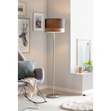 thumbnail of SalesFever Staande lamp rond | 1-lamp | lampenkap stof met houtdecor | metalen frame | B 38 x D 38 x H 151 cm | black-wood look