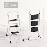 thumbnail of HOMCOM escalera plegable de 3 peldaños escalera de tijera carga hasta 150 kg con pedal antideslizante fácil de guardar y transportar blanco