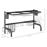 thumbnail of HOMCOM escurreplatos acero escurridor de platos de 2 niveles para fregadero estante de platos con soporte para tabla de cortar cubiertos 100x30x52,5cm