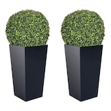 thumbnail of WellHome - Set di 2 vasi quadrati Urbi da 35 litri in antracite con sfera in bosso da 36 cm