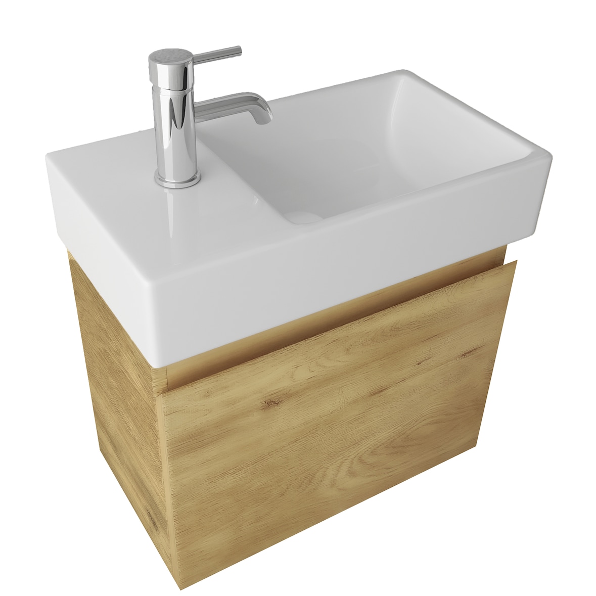 Alpenberger Waschbecken mit Unterschrank 45 cm | Badmöbel Vormontiert | Badschrank mit SoftClose Klapptür Gäste-WC Waschplatz| Robustes Keramikbecken