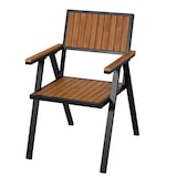 thumbnail of Set di 2 sedie da giardino HWC-J95, sedia da balcone Sedia, rivestimento per esterni, aspetto legno alluminio ~ struttura nera, teak