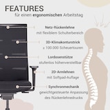 thumbnail of bümö SitzMeister Bürostuhl ergonomisch, Stoff & Netzbezug in schwarz - Ergonomischer Drehstuhl mit Rollen, Stuhl mit Armlehne, Synchronmechanik uvm.