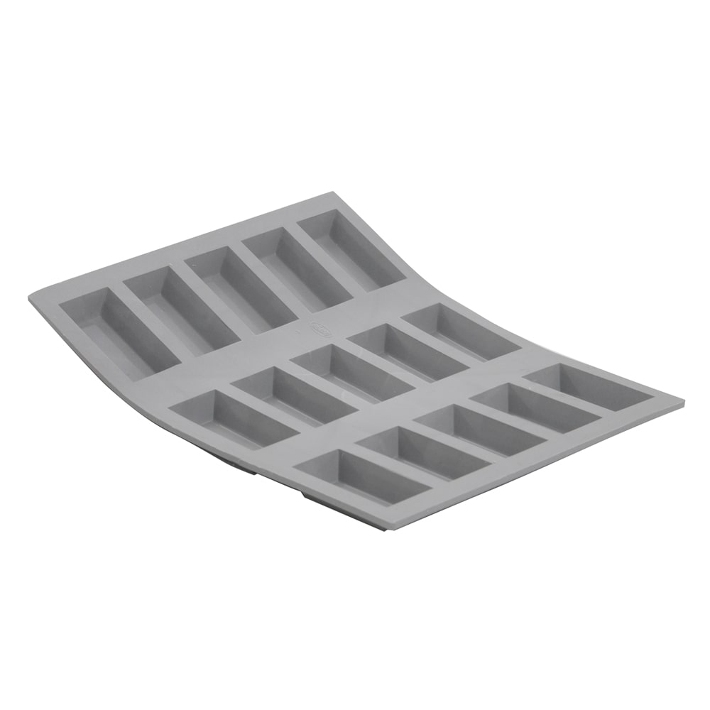 Moule pour 15 mini financier en   elastomoules -  Gris Rectangulaire Silicone De Buyer 21.00x18.00 cm