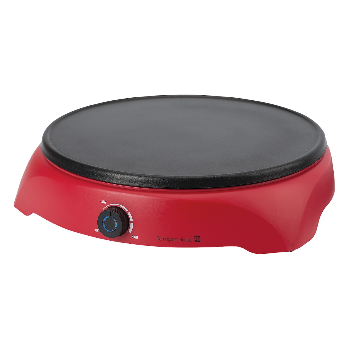 Tarrington House Crepes-Eisen CP1250, Aluminium, 36.8 x 34.3 x 8.2 cm, Ø Platte 29 cm, 1250 W, inkl. Zubehör, rot / schwarz