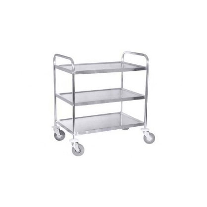 Roestvrijstalen trolley met 3 schappen, 83 x 45 x 90 cm, wielen met remmen, maximale belasting 75 kg