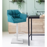 thumbnail of Banco de bar Damaso com revestimento em tecido turquesa/branco