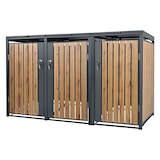 thumbnail of ML-Design Mülltonnenbox 3er für 3 Tonnen à 240 L – 200x80x116 cm, Anthrazit-Holzoptik, wetterfest und abschließbar, Stahl, mit Klappdeckel und 3