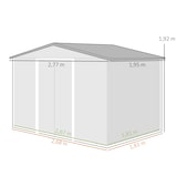 thumbnail of Outsunny caseta de jardín exterior 4,9 m² 277x195x192 cm con puerta corredera techo inclinado y 4 ventanas para patio terraza marrón