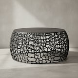 thumbnail of Couchtisch `Astlux`: Aststruktur, lackiertes Aluminium, handgefertigt, Anti-Rutsch-Noppen, Ablagefläche. Schwarz, 66x66x30 cm | Kadima Design