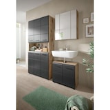 thumbnail of Ice Badschrank 6 Türen, 1 Regal Schwarz matt, Eiche Dekor.