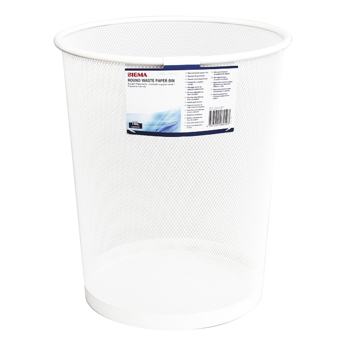 SIGMA Papierkorb, weiß, Metall, rund, 18 L