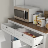 thumbnail of Alacena de cocina mueble auxiliar de cocina con 3 puertas de vidrio compartimento abierto 2 cajones y estantes ajustables 100x40x180 cm blanco