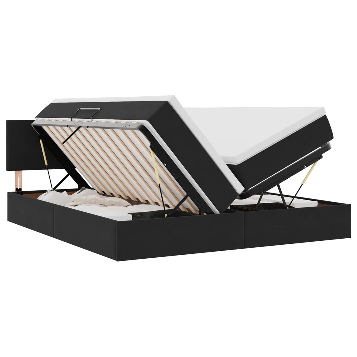 vidaXL Aufbewahrungsbett mit Kopfteil mit Speicher Schwarz 90 x 200 cm