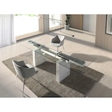 thumbnail of Angel Cerdá  Cadeira de jantar estofada em tecido com pernas em aço inoxidável cromado. 4050C