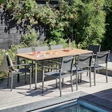 thumbnail of Aluminium en teak tuintafel