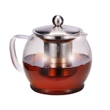 thumbnail of Teekanne Glas mit Edelstahl Stövchen Teebereiter Siebeinsatz Sieb Teewärmer 1,2l