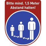 thumbnail of Fußbodenaufkleber Bitte mind. 1,5 m...,Folie m. Acrylatkleber,rutschh.,300x380mm