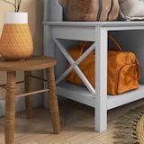 thumbnail of HOMCOM perchero con zapatero de madera perchero con banco incluye 2 estantes y 3 ganchos para colgar ropas bolsos para recibidor 80,5x40x168 cm