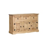 thumbnail of Möbilia Sideboard | 3 Schubladen, 3 Türen | Kiefer-Holz massiv | B 132 x T 44 x H 84 cm | honigfarbend, gewachst | 19020030 | Serie KOMMODE