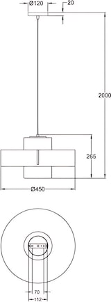 thumbnail of Loto Pendelleuchte Ø450 mm aus Metall und anthrazitfarbenem mundgeblasenem Glas, E27 40W Fassung, IP20, Schutzklasse 1 - Elegantes, modernes Design