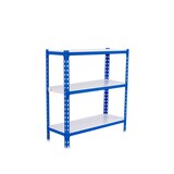 thumbnail of SimonRack Metallregal, 1000x1000x400 mm, 3 Ebenen, Metallboden, 180 kg Biegepunkt, Blau/Weiss - Simonclick