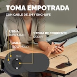 thumbnail of Toma empotrada Fellowes, 1 toma + USB‑A y USB‑C, instalación en orificios 60/80 mm, tapa deslizante, cable incluido, color negro