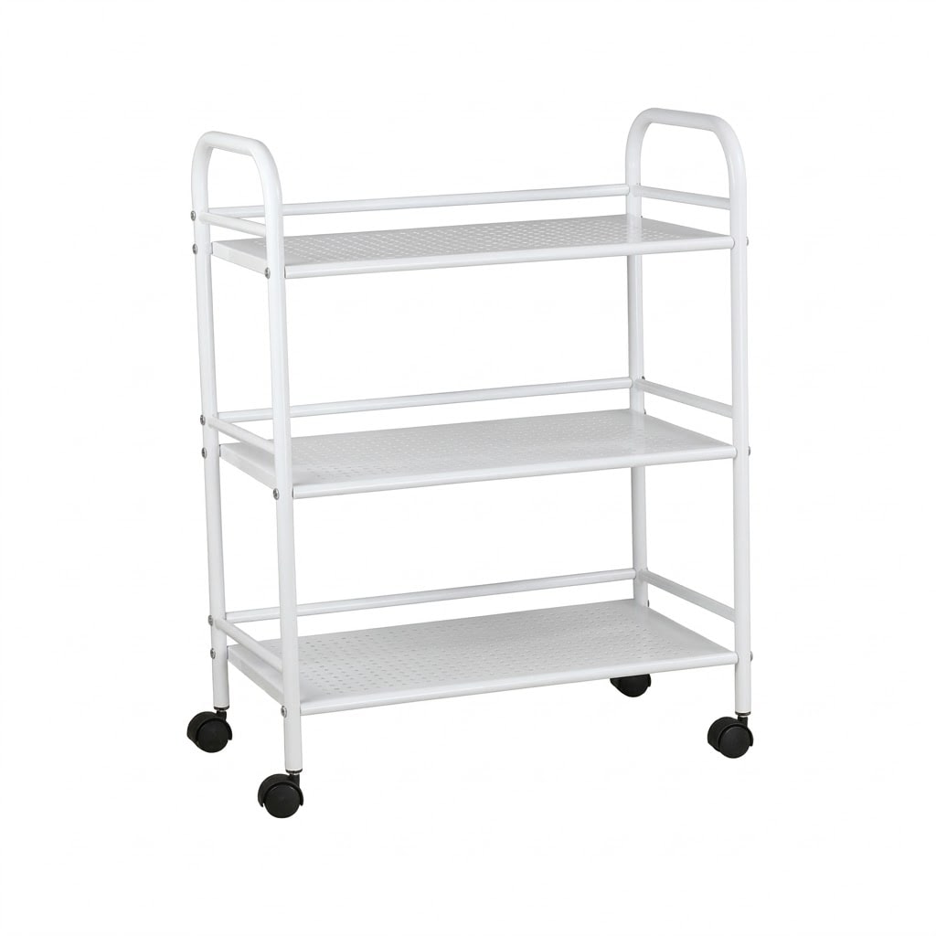 Carrello Portavivande 3 Ripiani Cucina Mobile Ruote 80x33x105 cm - Bianco