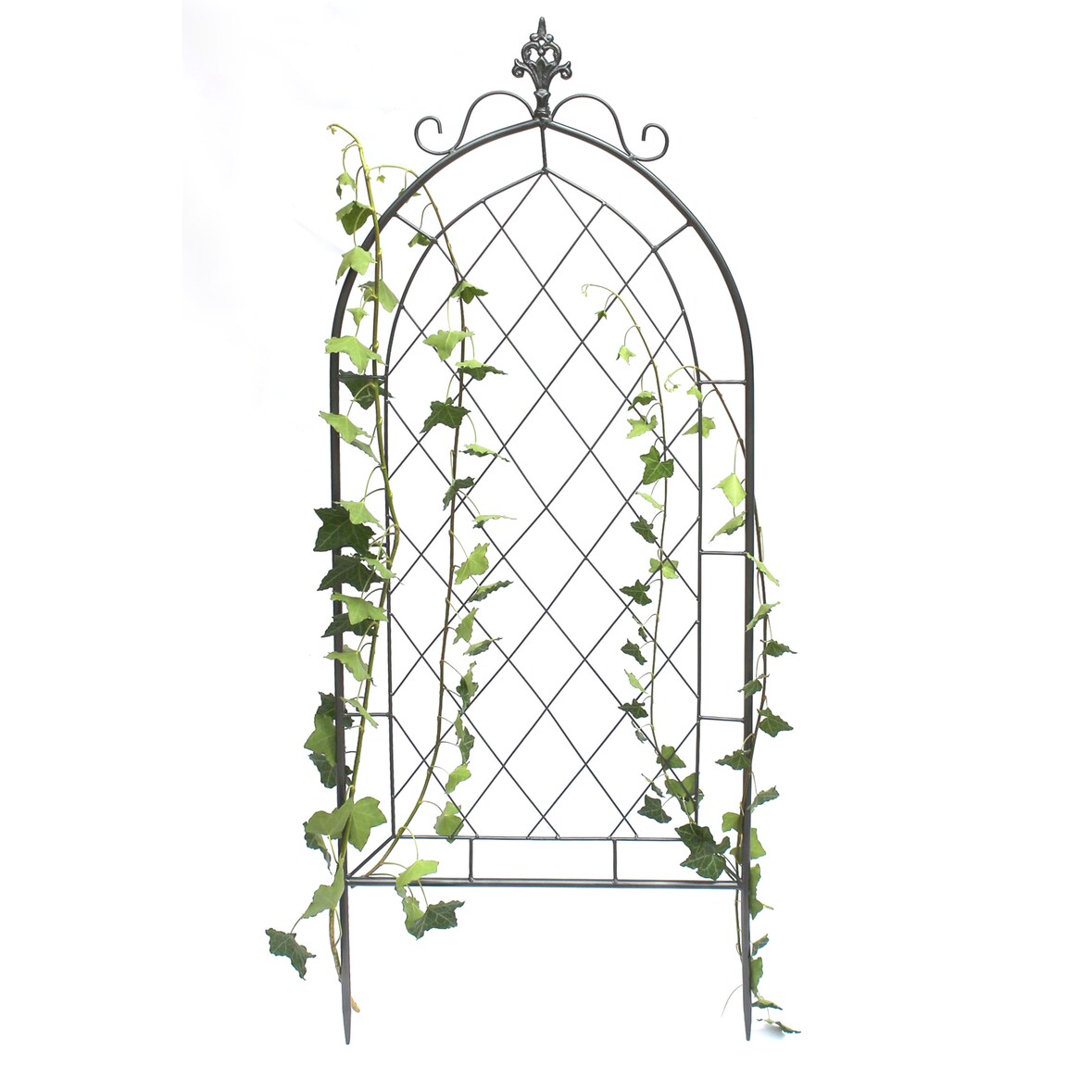 DanDiBo Rankhilfe Metall Rankgitter 120 cm Grau 96193 Kletterhilfe Bodenstecker Blumenhalter Ranksäule