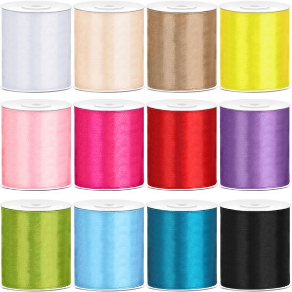 13 verschiedene Farben Satin Geschenkband 25m lang 100mm breit bunt