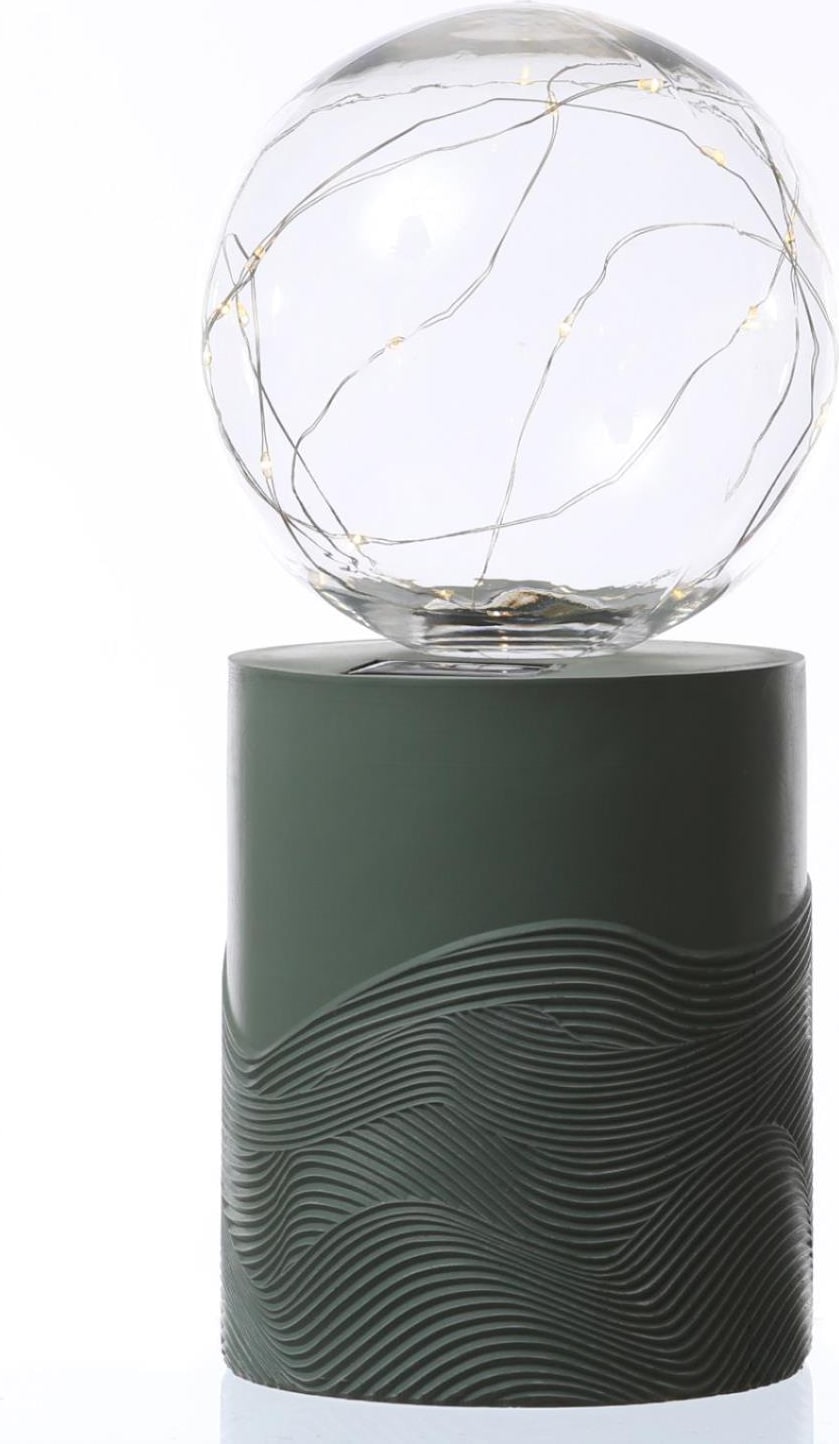 LED Solar Tischlampe GLOW grün Kugelleuchte mit Drahtlichterkette für Terrasse