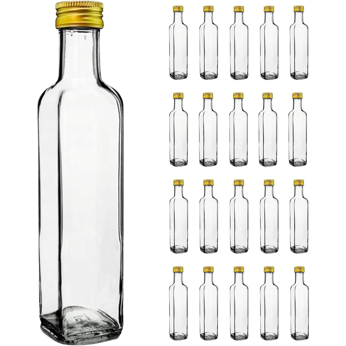 20x Botellas de Vidrio 250ml - Aceite de Oliva, Vinagre, Alcohol - Aceitera de Vidrio, Recipiente de Vidrio, Botella de Aceite