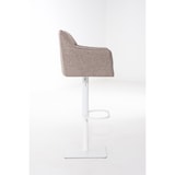 thumbnail of Banco de bar Damaso com revestimento em tecido terra castanha/branco