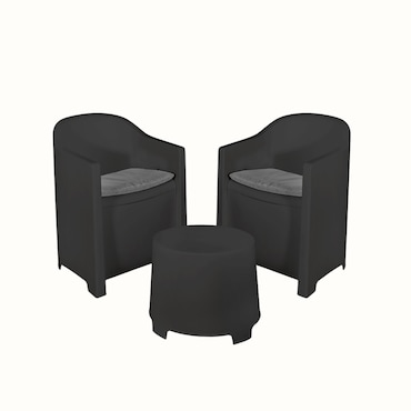 Ipae Progarden Conjunto de Jardim Luna (2 Cadeiras + 2 Almofadas + Mesa Auxiliar) Antracite