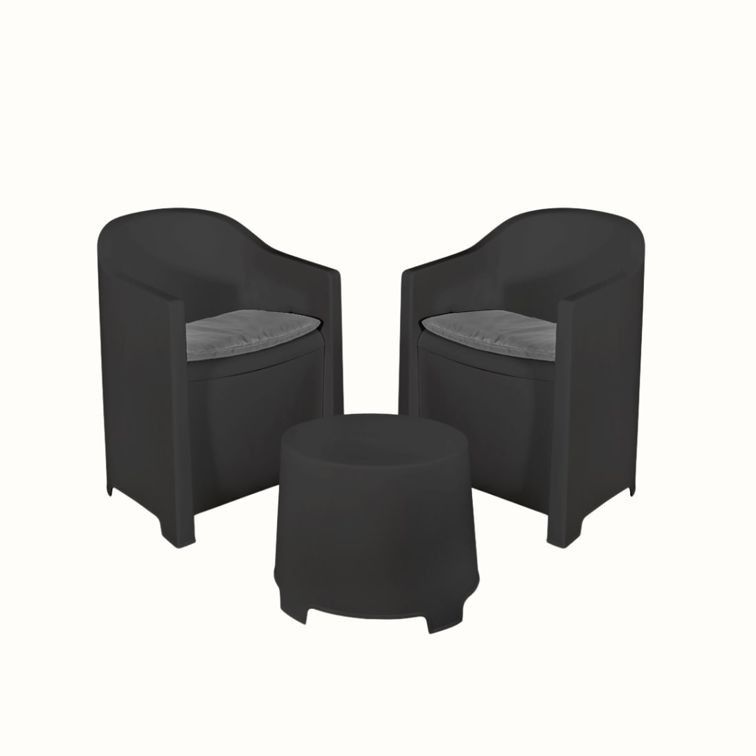Ipae Progarden Conjunto de Jardim Luna (2 Cadeiras + 2 Almofadas + Mesa Auxiliar) Antracite