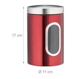 thumbnail of Relaxdays Vorratsdose, mit Deckel & Sichtfenster, 1,4 L, für Kaffee, Mehl, Pasta, Aufbewahrungsdose Küche, Metall, rot