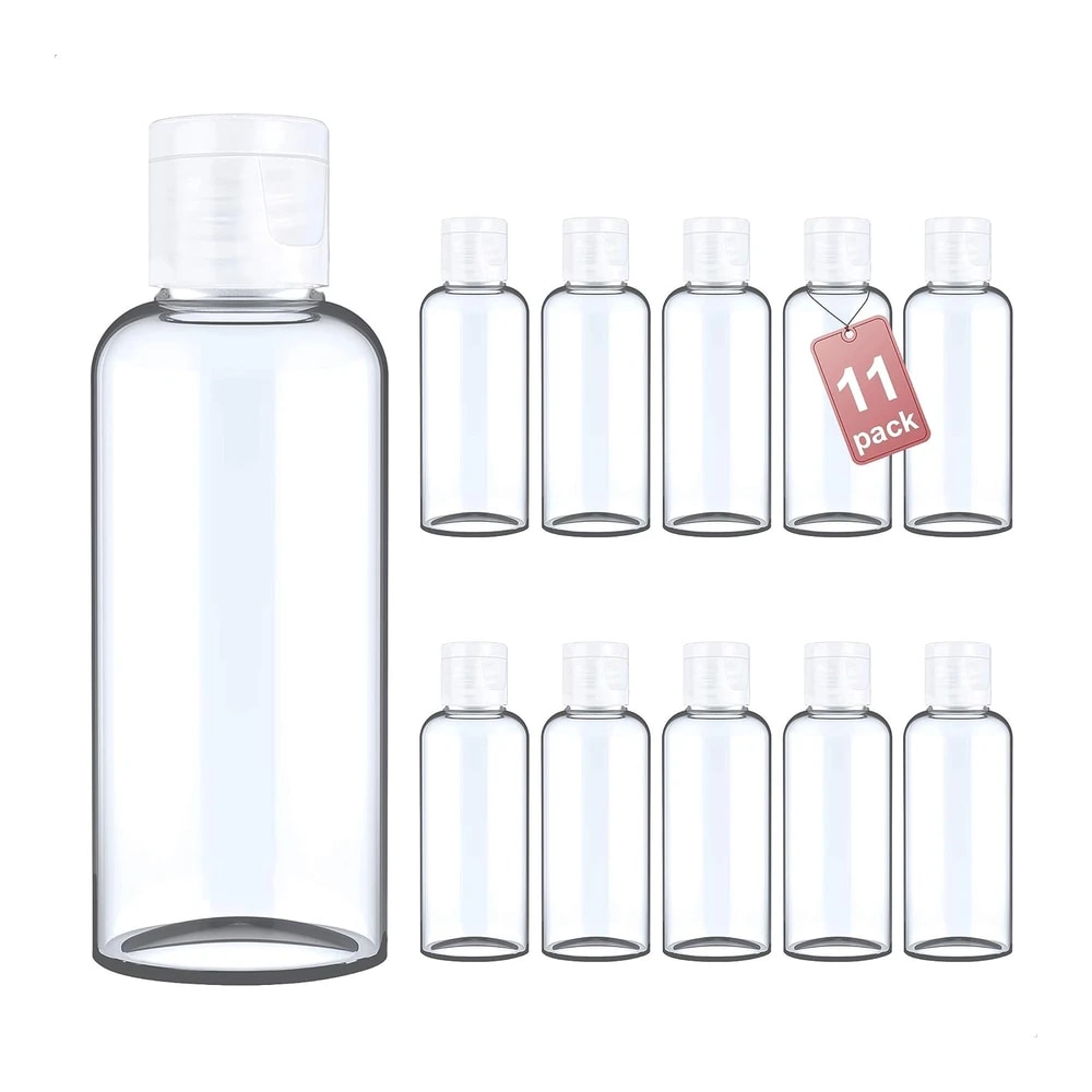 LG Luxury & Grace Botellas Flip-Top de Polietileno Transparente Pack 11 x 100 ml - 108 x 40 mm – Tapa Flip-Top Antigoteo