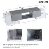 thumbnail of TV-Schrank 180x40x46 mit Bluetooth-LED, Weiß und Grau, für 60-70 Zoll Fernseher, 4 Schränke, MDF, verstellbare Trennwand